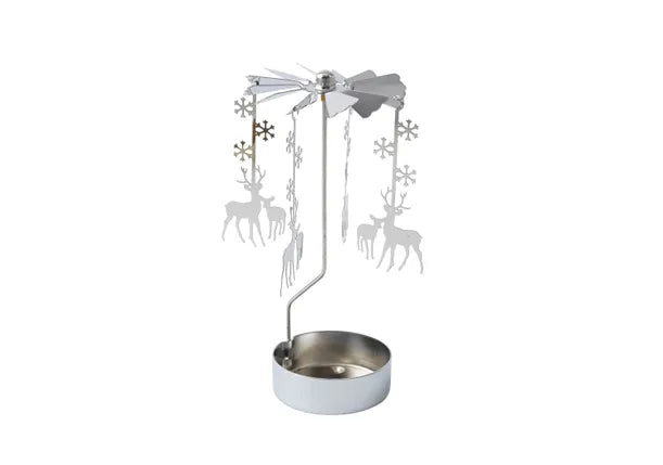 Silver Christmas Reindeer Tealight Spinner