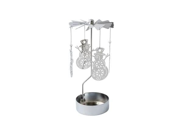 Silver Snowman Tealight Spinner