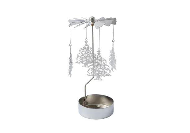 Silver Christmas Tree Tealight Spinner