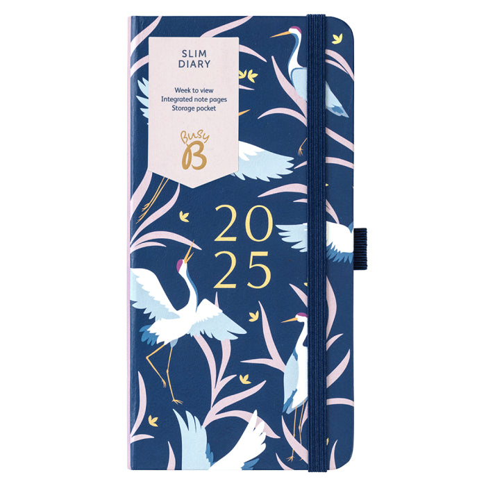 Slim Diary 2025 Navy Birds