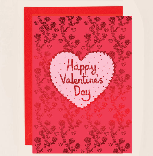 Floral Foil Red Heart