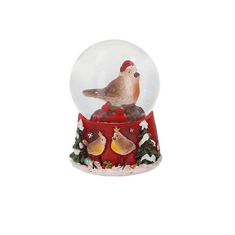 Robin Snow Globe With 2 Robins on The Base