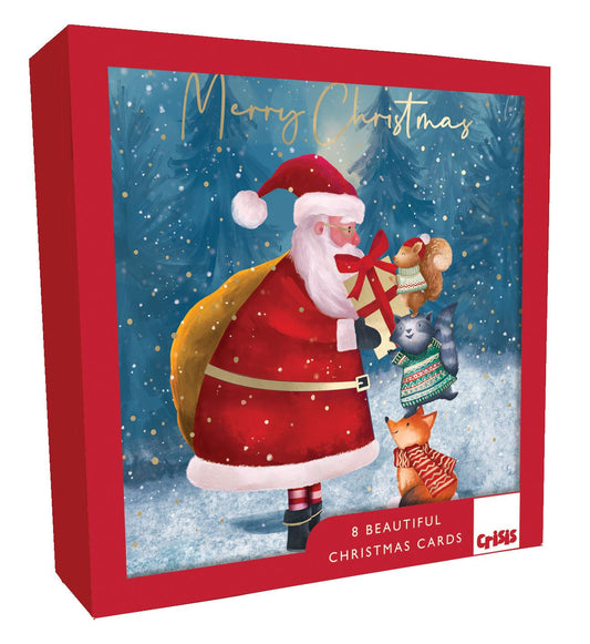 Santa With Animals x 8