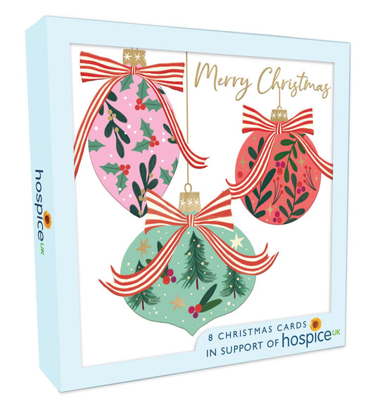 Baubles With Ribbons - Box Of 8 Charity Cards