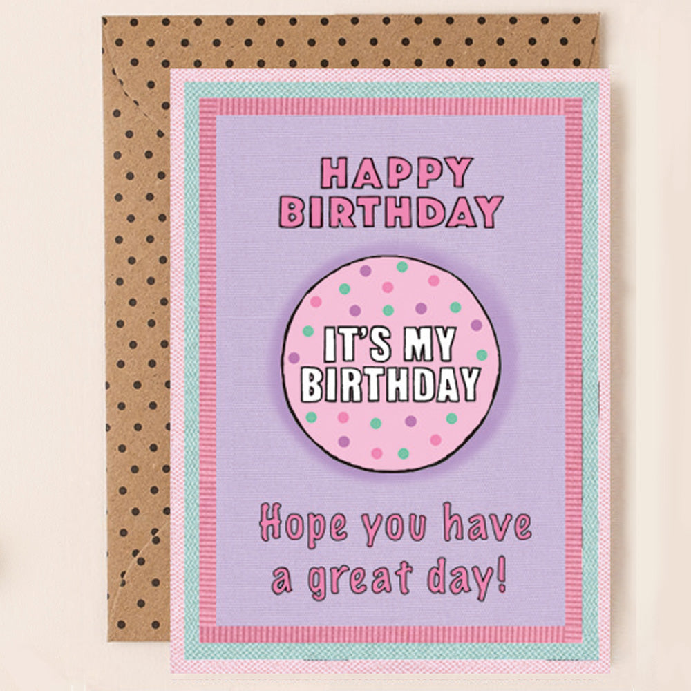 It's My Birthday Badge Card Pink