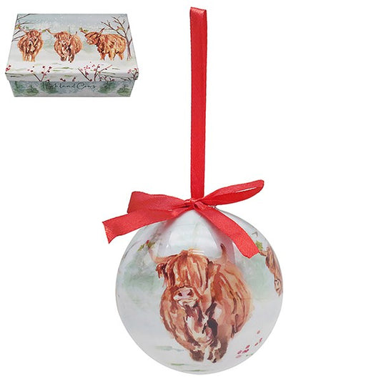 Jennifer Rose Highland Cow Christmas Baubles Set of 6