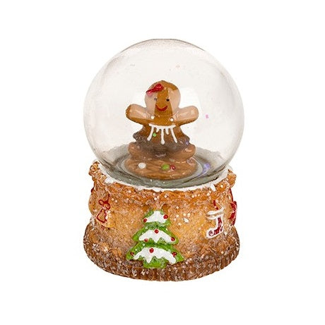 Gingerbread Girl Snow Globe With Tree