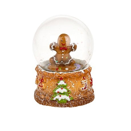 Gingerbread Man Snow Globe With Tree