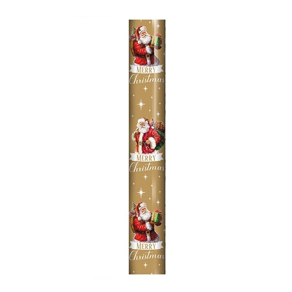 Gold Santa Gift Wrap 4m