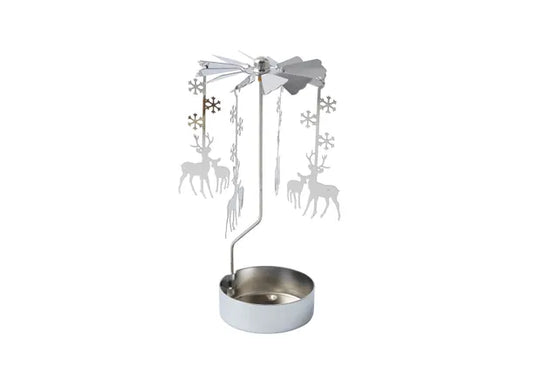 Silver Christmas Reindeer Tealight Spinner