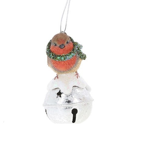 Sweet Festive Robin With Scarf Bell Decoration