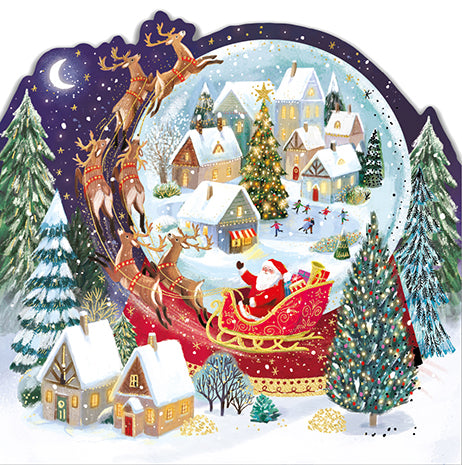 10 x Sleigh And Snow Globe Christmas Cards