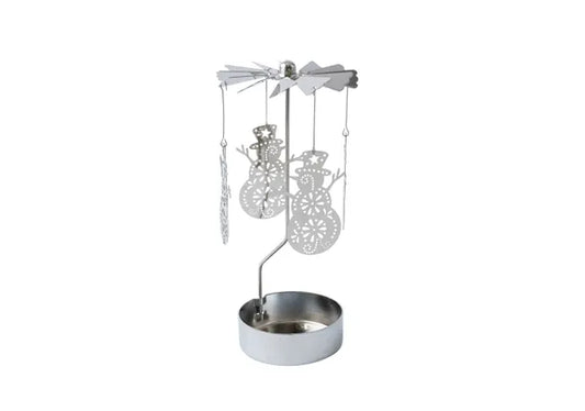Silver Snowman Tealight Spinner