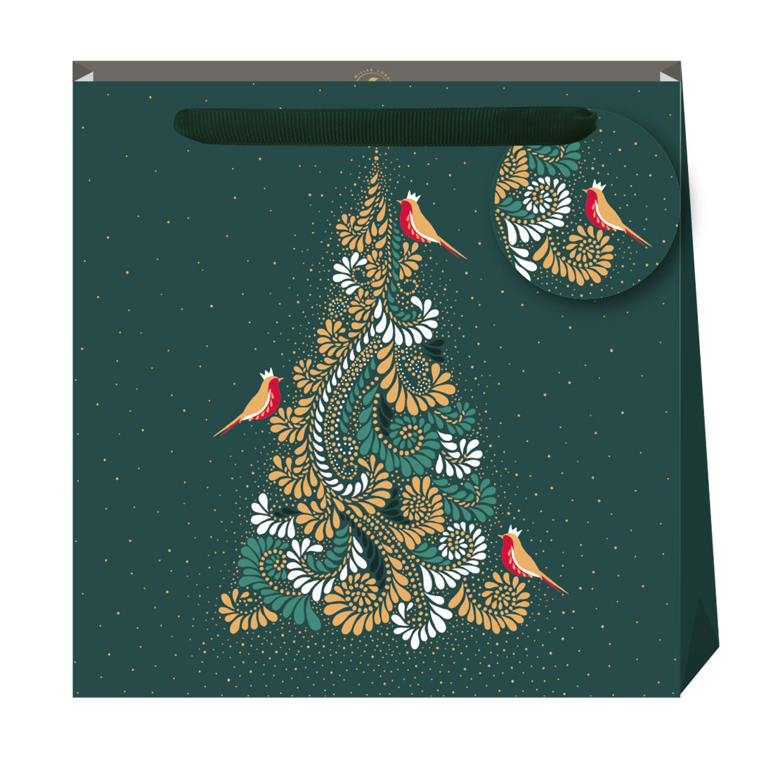 Sara Miller Green Filigree Tree Medium Gift Bag